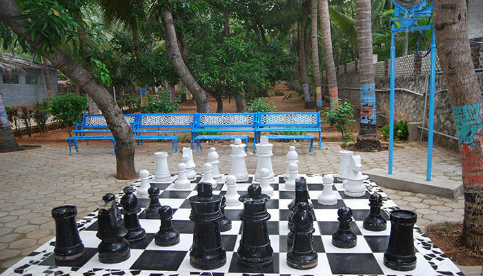 Life size chess board in Blue Bay Beach Resort, ECR, Chennai, near Mahabalipuram