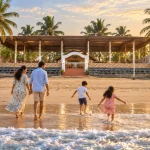 Family enjoying a weekend getaway at Blue Bay Beach Resort near Chennai